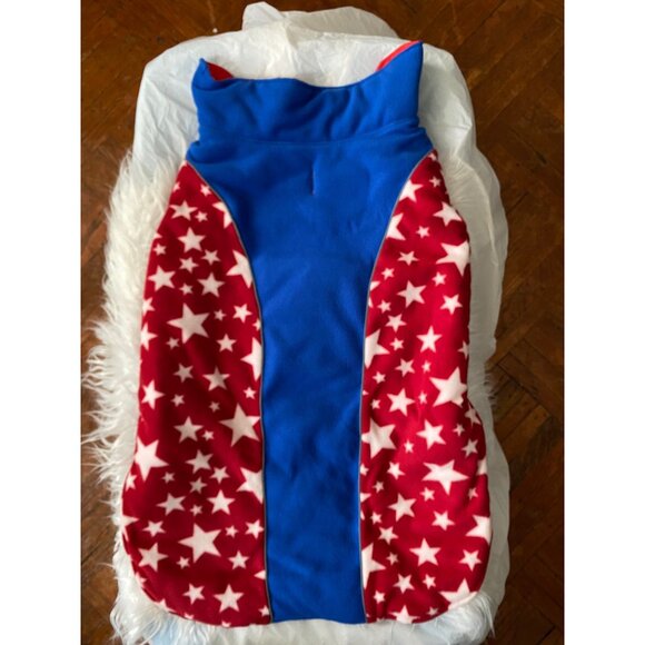 Reversible Dog Cold Weather Jacket 3XL Red & Blue Star Pattern Waterproof & Wind - Picture 5 of 11